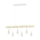 Eglo Pendelleuchte Townshend Stahl Weiß Holz | IP20 - Geeignet für 6x E27 