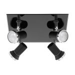 Eglo Plafonnier Tamara 1 Acier Noir Chrome 4x2.8W 4x250lm - 830 Blanc Chaud | IP44 - Incl. 4x GU10
